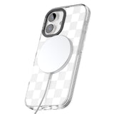 iPhone 16 Pro Max WHITE CHECKERED Black Impact Phone Case + Magsafe