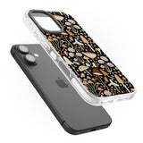 iPhone 16 Pro Max Sentimental Mushrooms Pattern Black Impact Phone Case