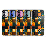 iPhone 16 Pro Max Funky Geometric Patterns: Orange & Dark Green Black Impact Phone Case