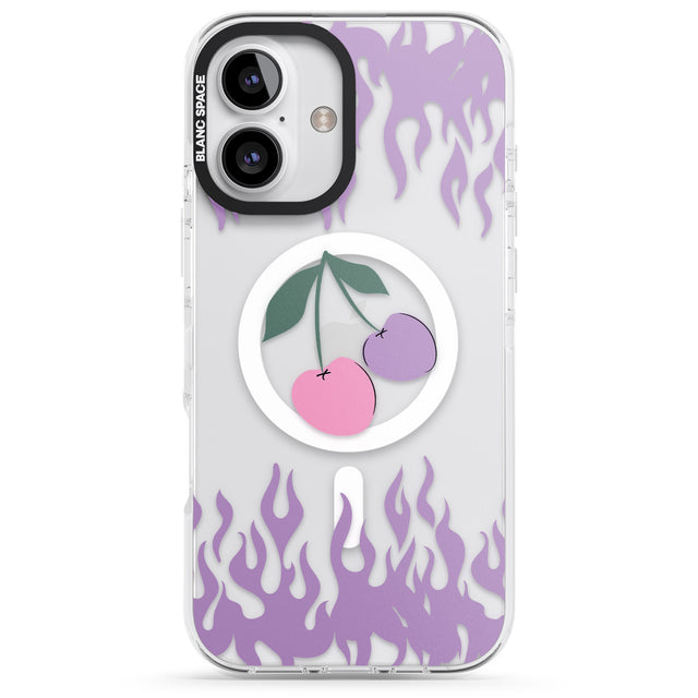 iPhone 16 Pro Max Cherries n' Flames Black Impact Phone Case