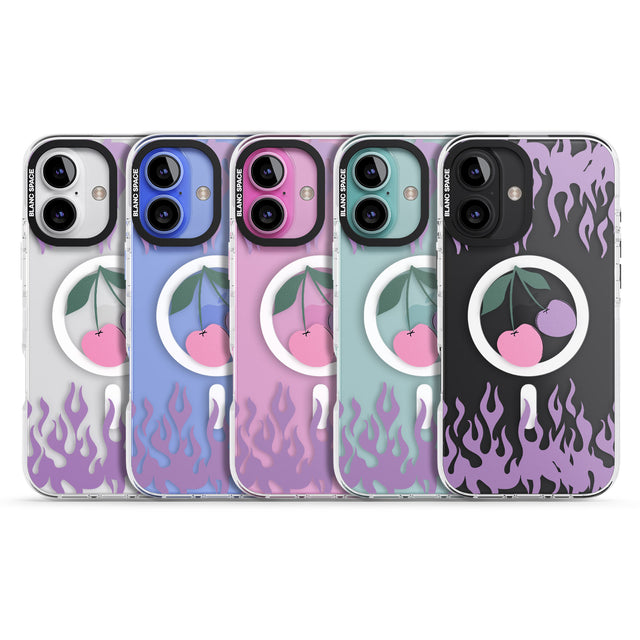 iPhone 16 Pro Max Cherries n' Flames Black Impact Phone Case