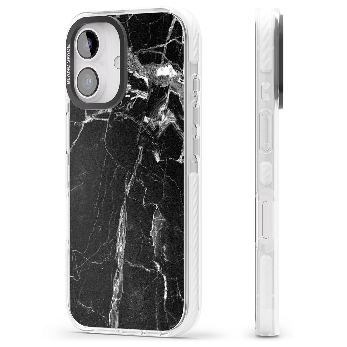 iPhone 16 Pro Max Black Onyx Marble Texture Black Impact Phone Case