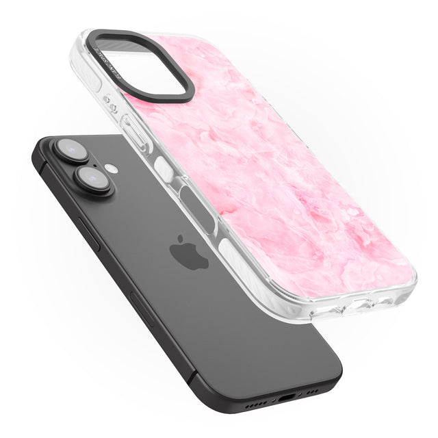 iPhone 16 Pro Max Bright Pink Onyx Marble Texture Black Impact Phone Case