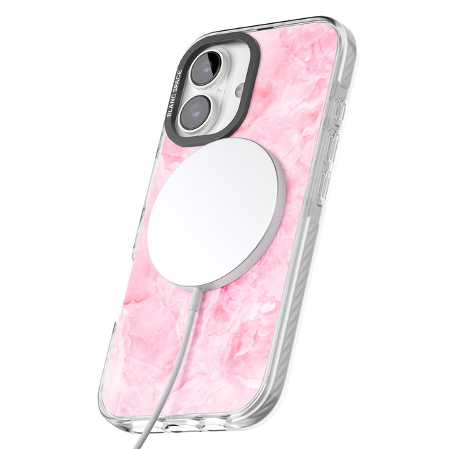 iPhone 16 Pro Max Bright Pink Onyx Marble Texture Black Impact Phone Case