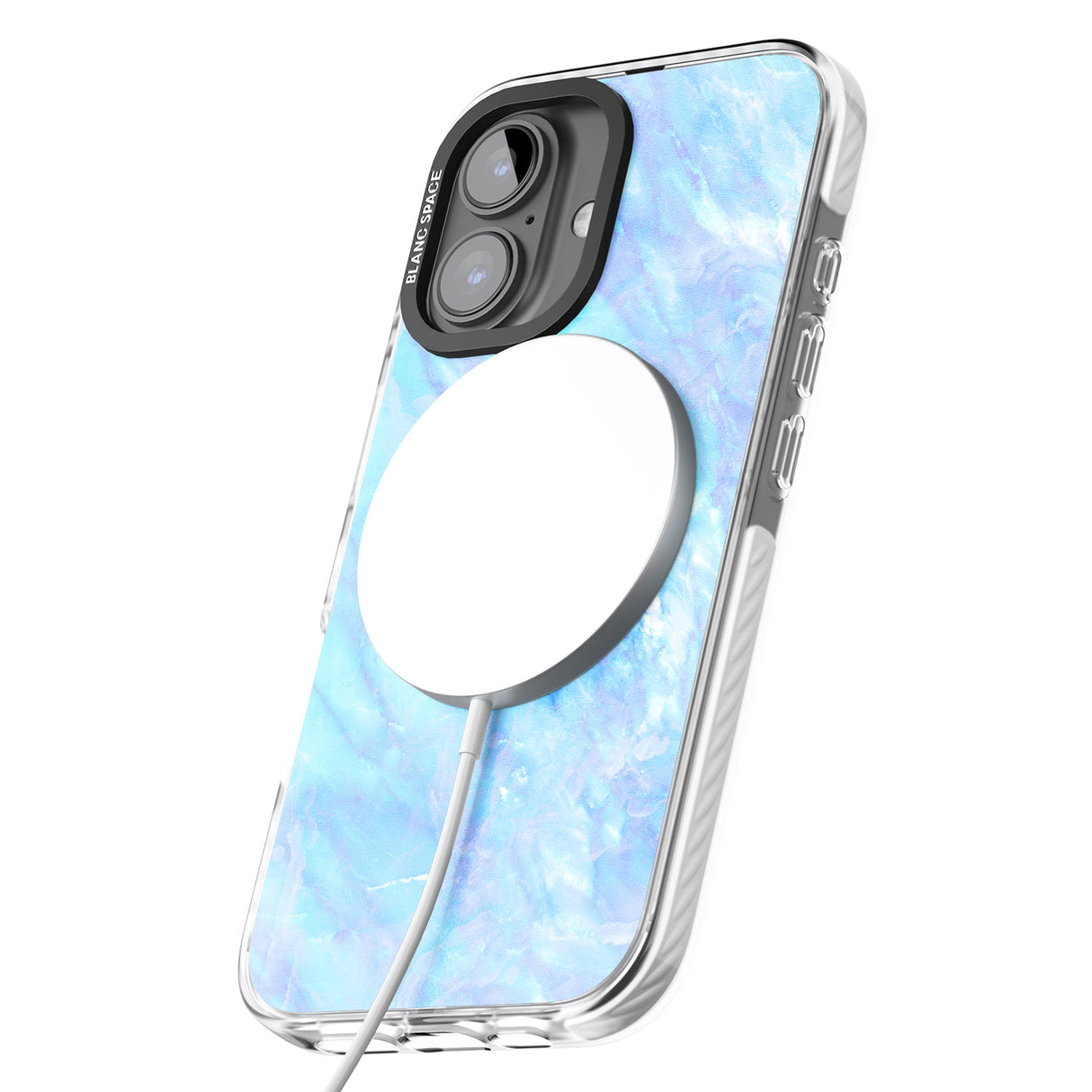 iPhone 16 Pro Max Iridescent Crystal Marble Black Impact Phone Case