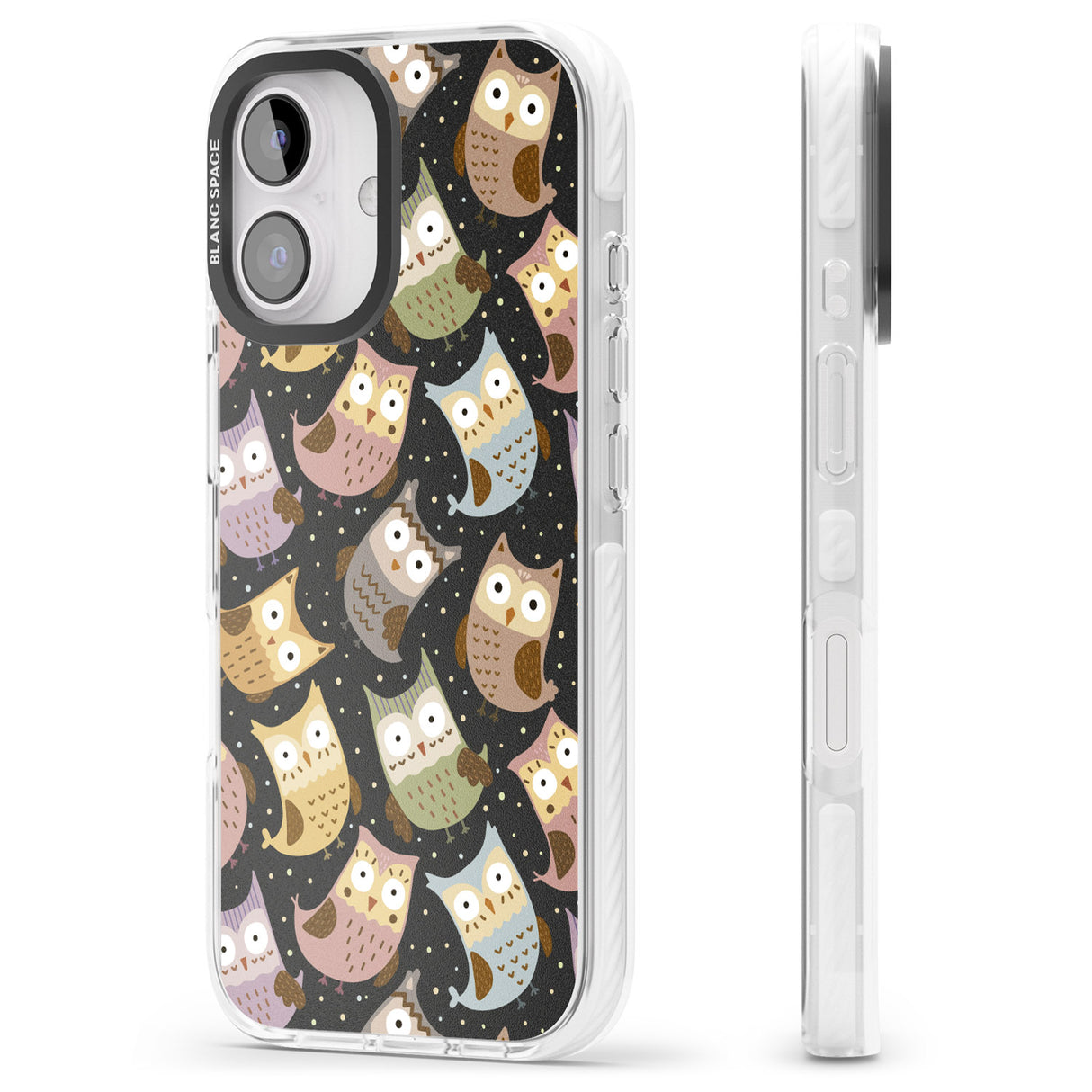 iPhone 16 Pro Max Cute Owl Pattern Black Impact Phone Case