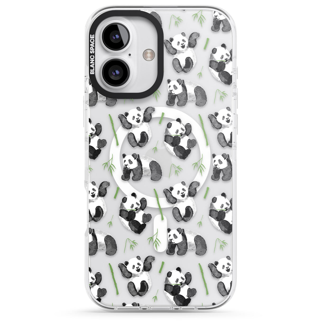 iPhone 16 Pro Max Watercolour Panda Pattern Black Impact Phone Case