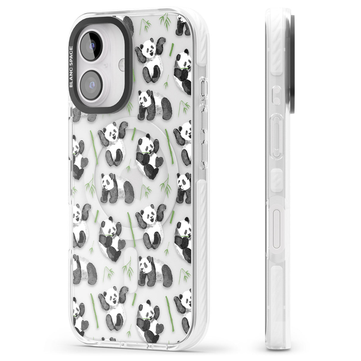 iPhone 16 Pro Max Watercolour Panda Pattern Black Impact Phone Case