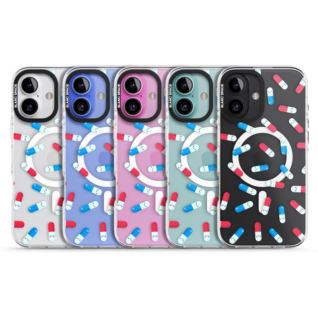 iPhone 16 Pro Max Kawaii Pill Pattern Black Impact Phone Case