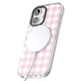 iPhone 16 Pro Max Pink Gingham Pattern Black Impact Phone Case