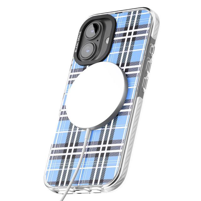 iPhone 16 Pro Max Blue Plaid Black Impact Phone Case