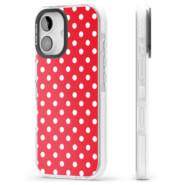 iPhone 16 Pro Max Designer Lava Red Polka Dot Black Impact Phone Case