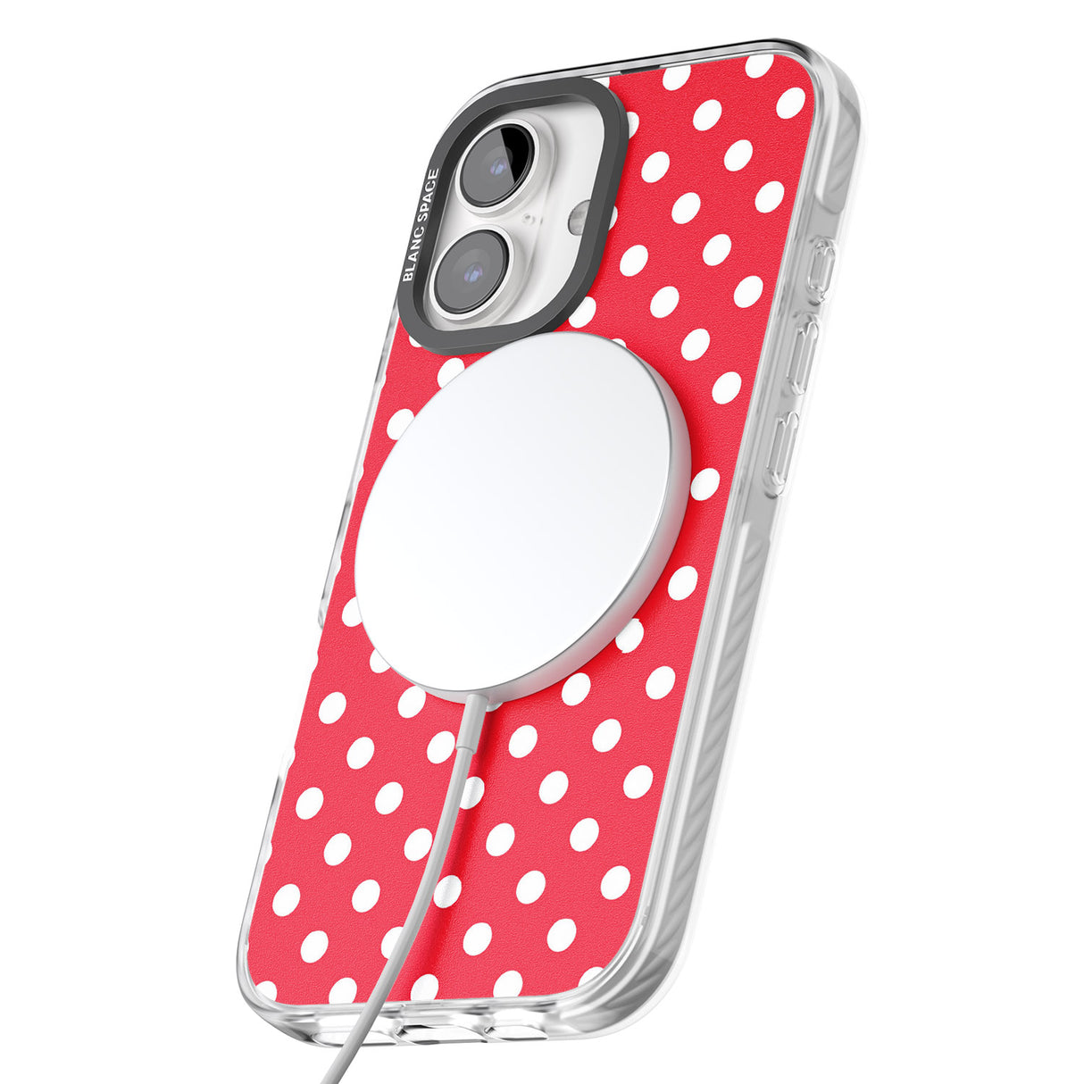 iPhone 16 Pro Max Designer Lava Red Polka Dot Black Impact Phone Case