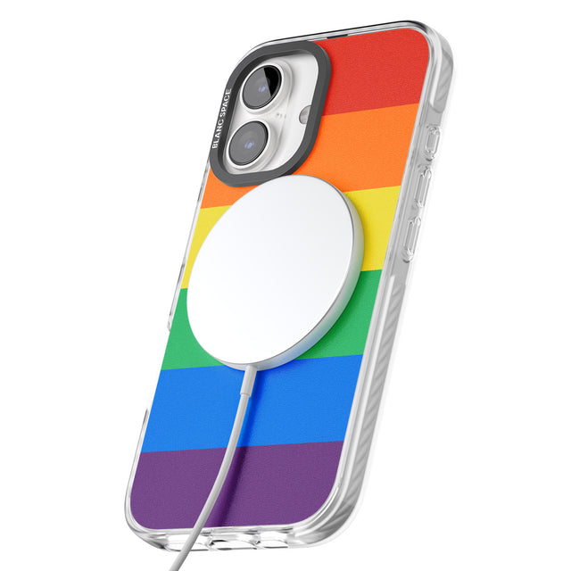 iPhone 16 Pro Max Rainbow Stripes Black Impact Phone Case