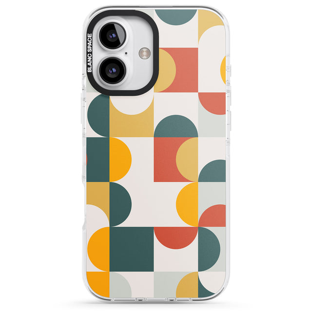 iPhone 16 Pro Max Abstract Retro Shapes: Muted Colour Mix Black Impact Phone Case