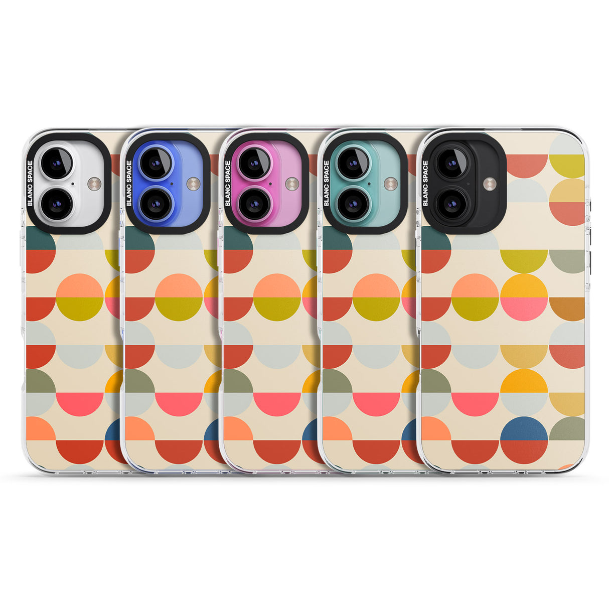 iPhone 16 Pro Max Abstract Retro Shapes: Colourful Circles Black Impact Phone Case