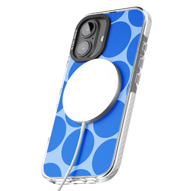 iPhone 16 Pro Max Abstract Retro Shapes: Blue Dots Black Impact Phone Case