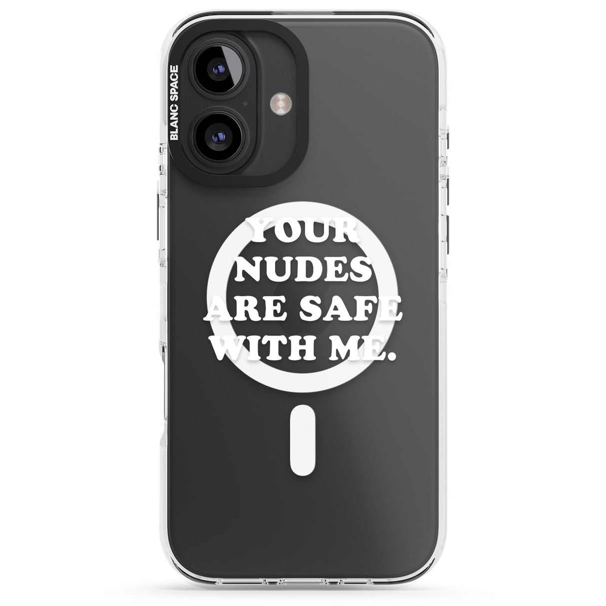 iPhone 16 Pro Max Your nudes are safe with me... WHITE Black Impact Phone Case