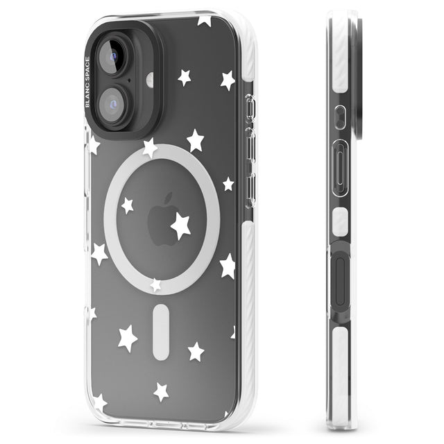 iPhone 16 Pro Max White Stars Pattern Black Impact Phone Case