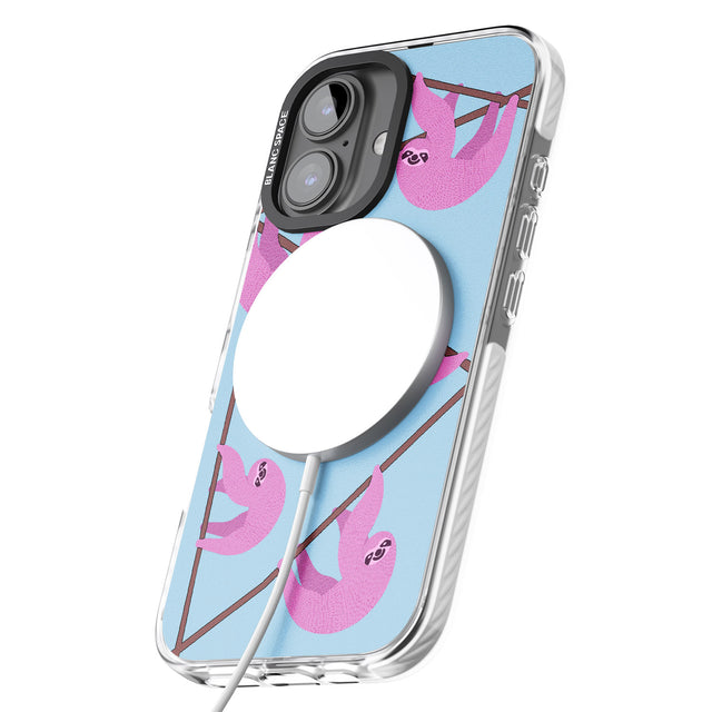 iPhone 16 Pro Max Pink Sloth Black Impact Phone Case