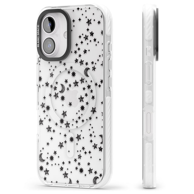 iPhone 16 Pro Max Black Cosmic Galaxy Pattern Black Impact Phone Case