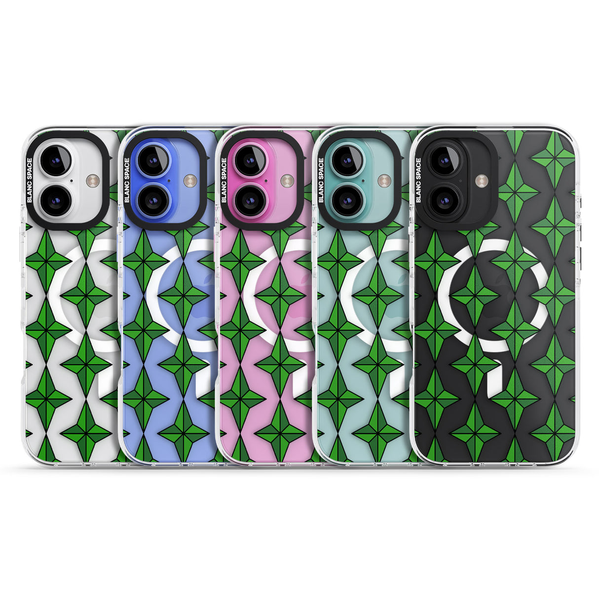 iPhone 16 Pro Max Emerald Stars Pattern (Clear) Black Impact Phone Case