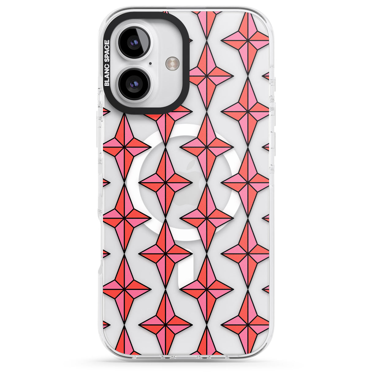 iPhone 16 Pro Max Rose Stars Pattern (Clear) Black Impact Phone Case