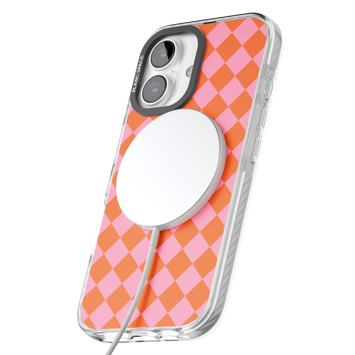 iPhone 16 Pro Max Retro Sunset Diamond Plaid Black Impact Phone Case