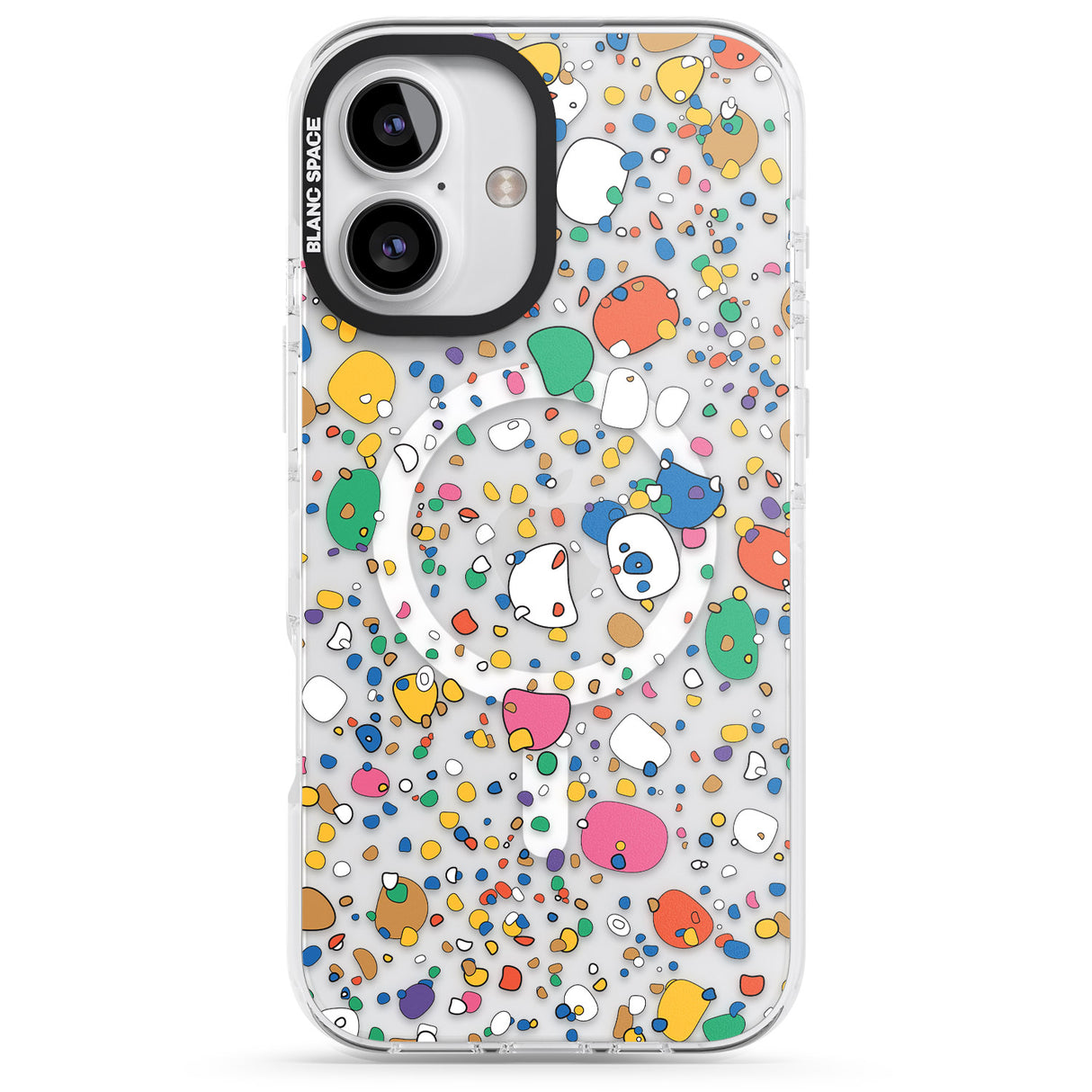 iPhone 16 Pro Max Colourful Confetti Pebbles Black Impact Phone Case