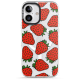 iPhone 16 Pro Max Strawberry Pattern Black Impact Phone Case