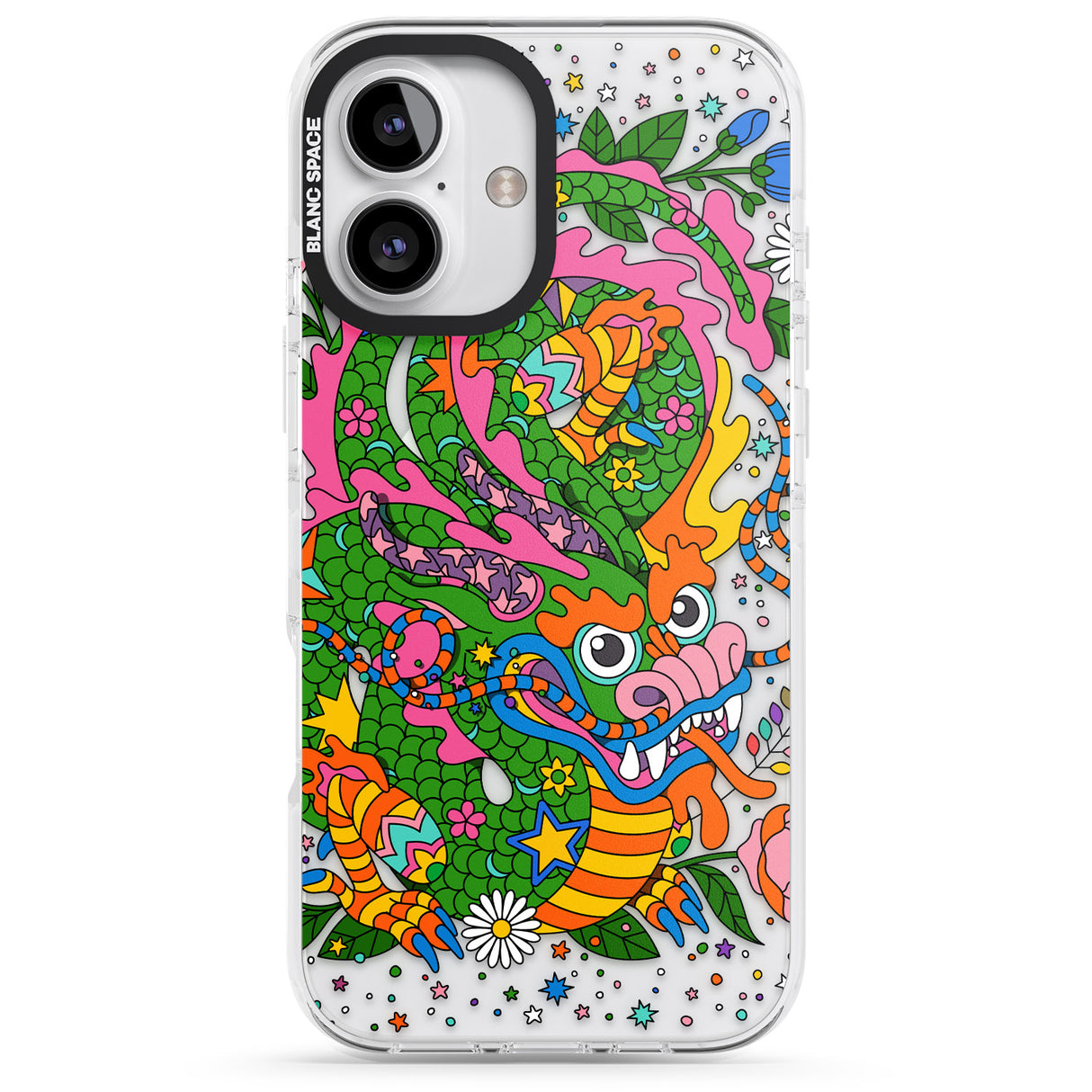 iPhone 16 Pro Max Psychedelic Jungle Dragon Black Impact Phone Case