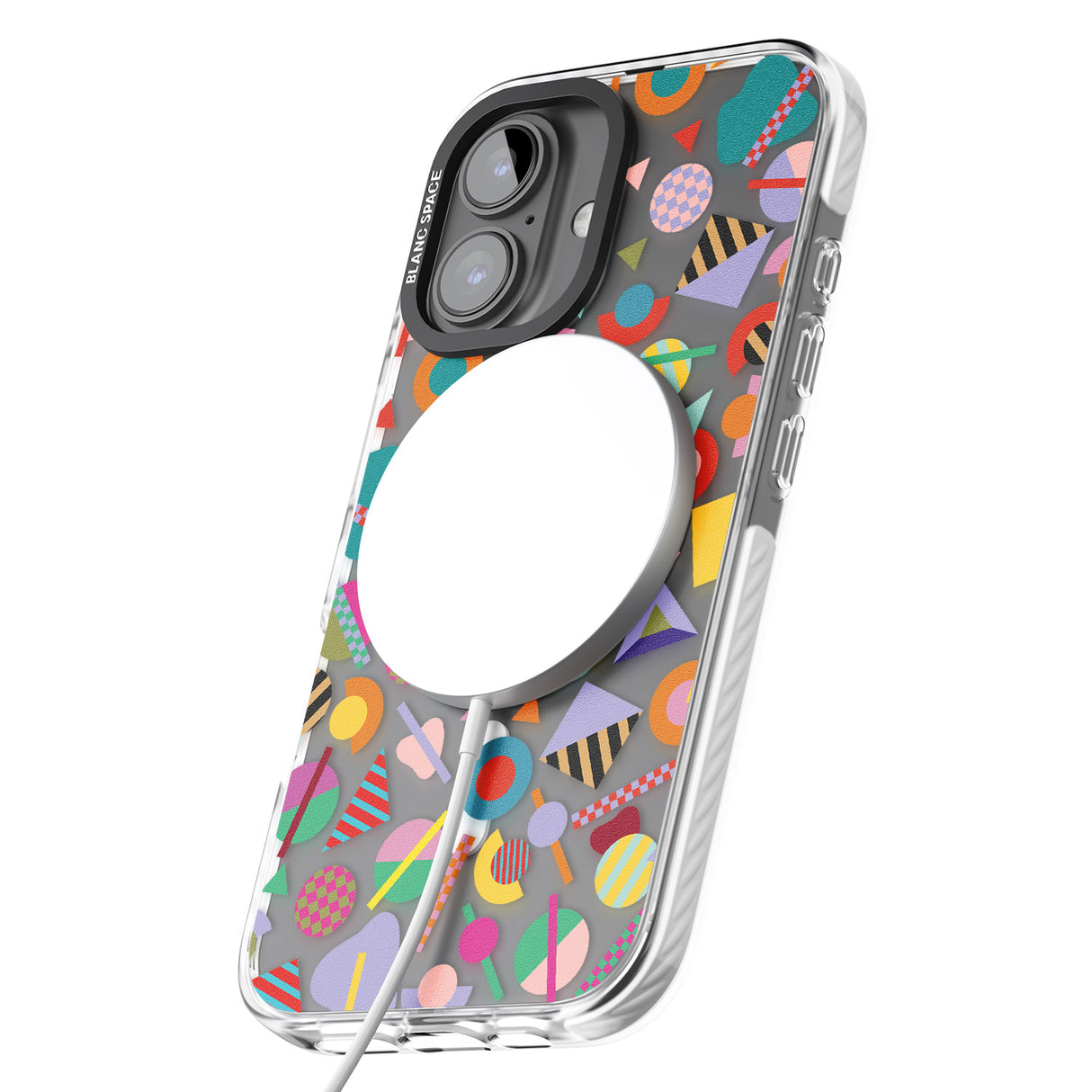 iPhone 16 Pro Max Retro Carnival Shapes Black Impact Phone Case