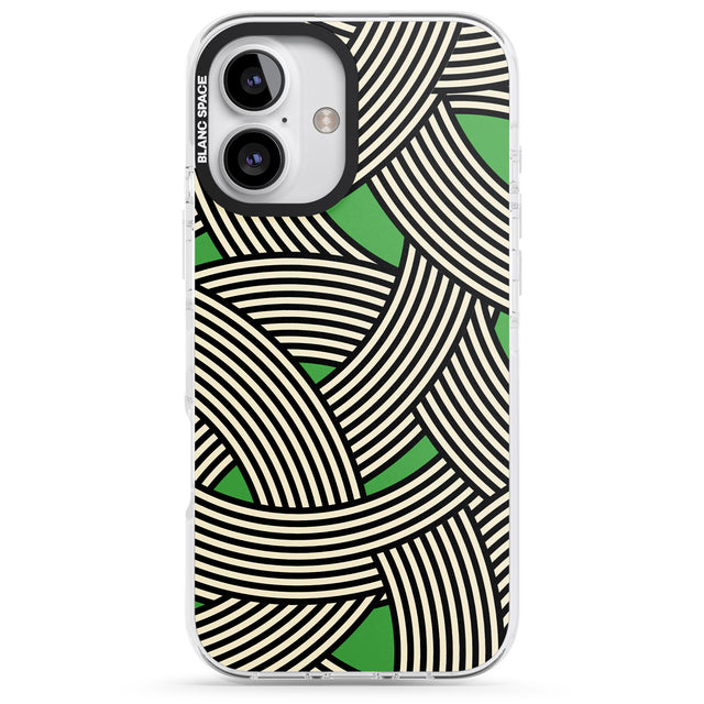 iPhone 16 Pro Max Green Optic Waves Black Impact Phone Case