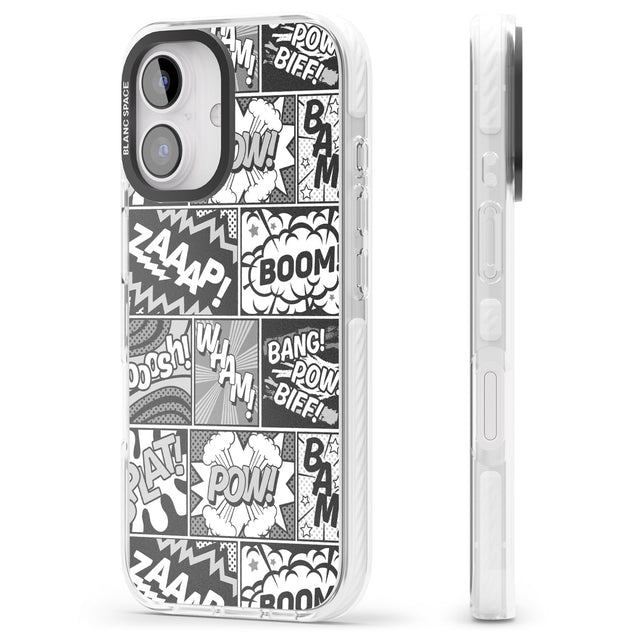 iPhone 16 Pro Max Onomatopoeia (Black & White) Black Impact Phone Case