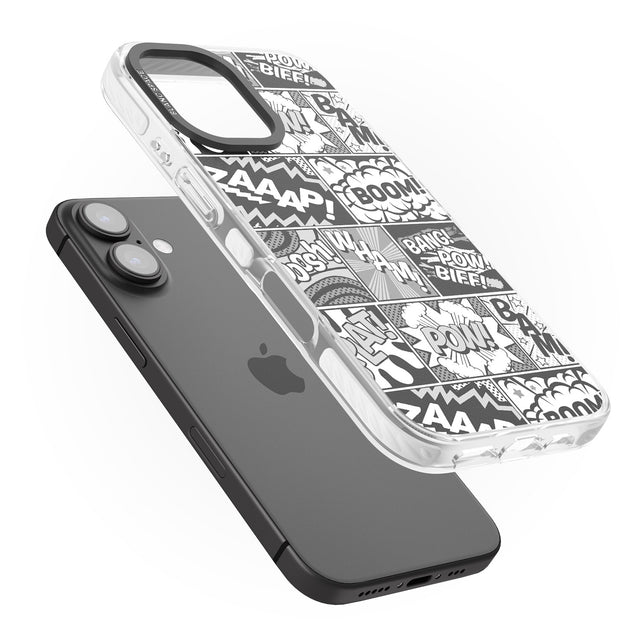 iPhone 16 Pro Max Onomatopoeia (Black & White) Black Impact Phone Case