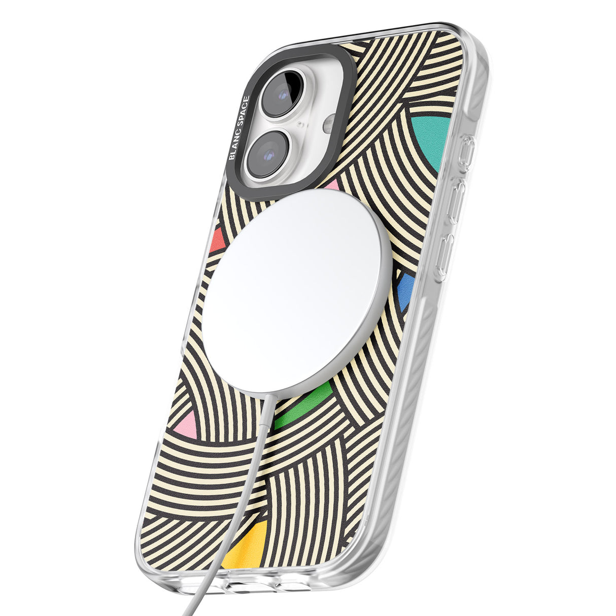 iPhone 16 Pro Max Multicolour Optic Waves Black Impact Phone Case