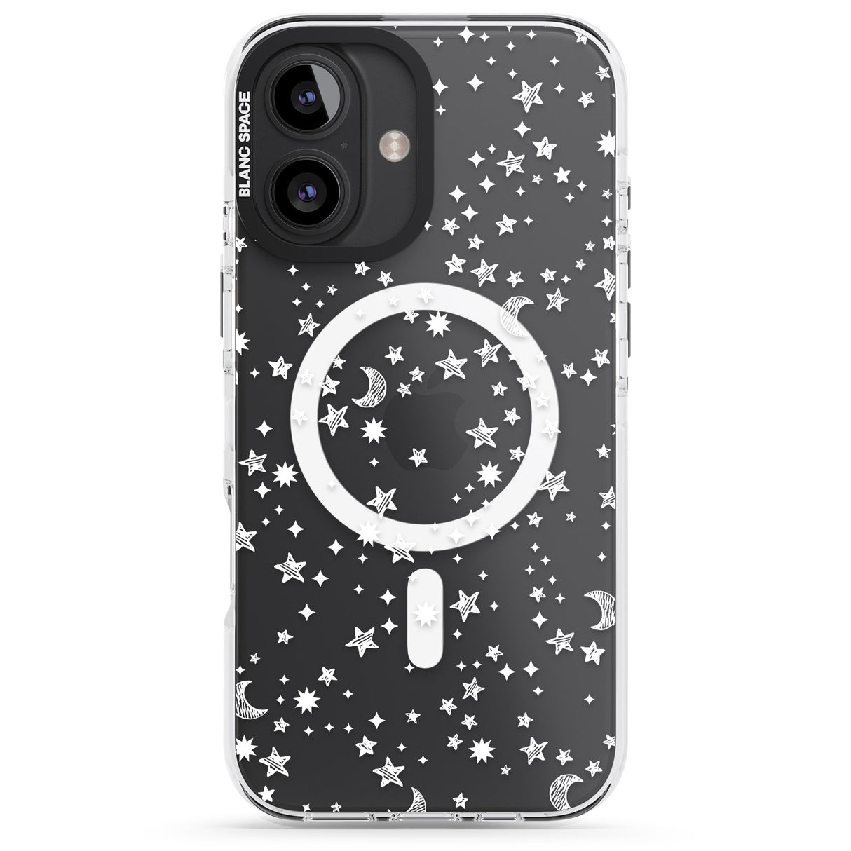 iPhone 16 Pro Max White Cosmic Galaxy Pattern Black Impact Phone Case