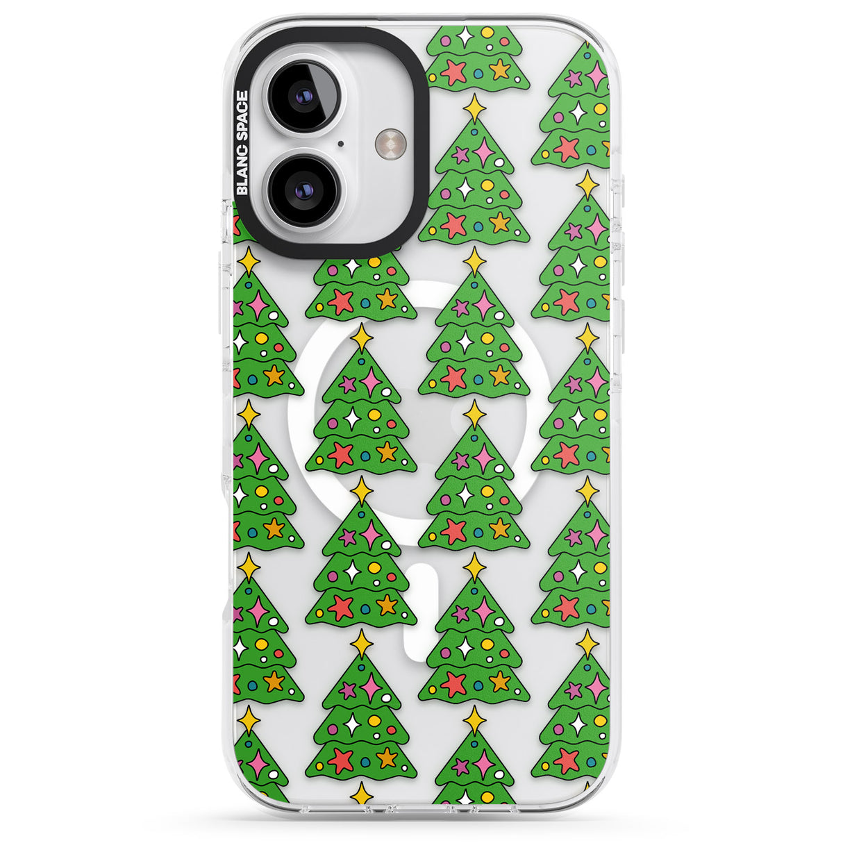 iPhone 16 Pro Max Christmas Tree Pattern (Clear) Black Impact Phone Case