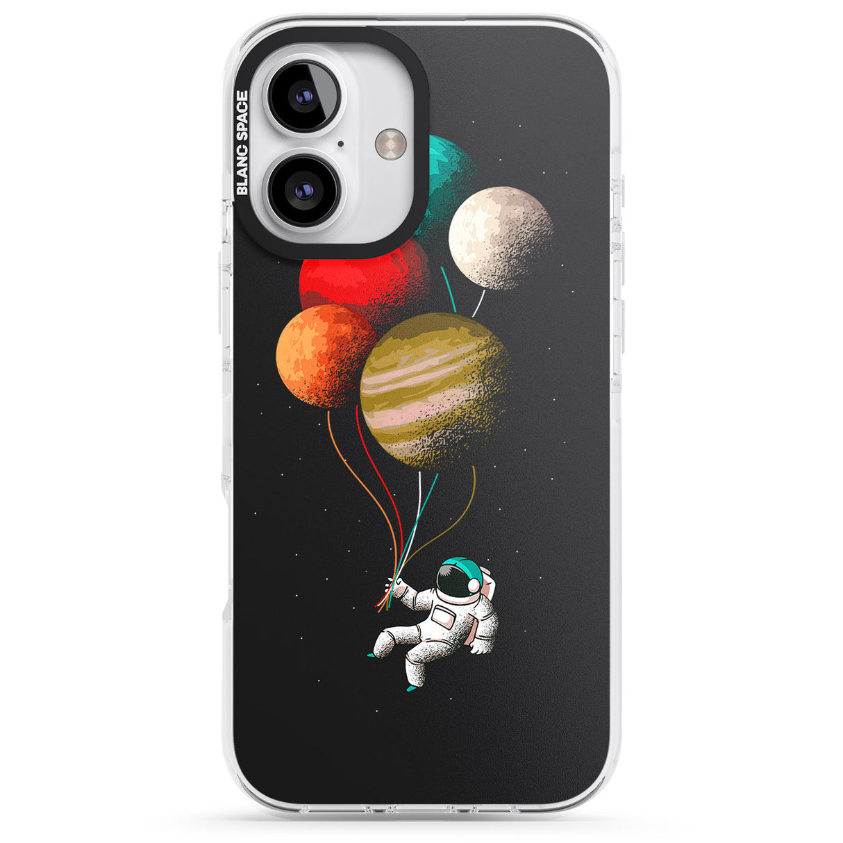 iPhone 16 Pro Max Astronaut Balloon Planets Black Impact Phone Case