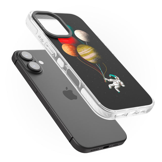 iPhone 16 Pro Max Astronaut Balloon Planets Black Impact Phone Case