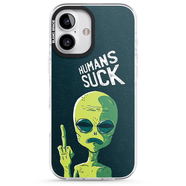 iPhone 16 Pro Max Humans Suck Alien Black Impact Phone Case