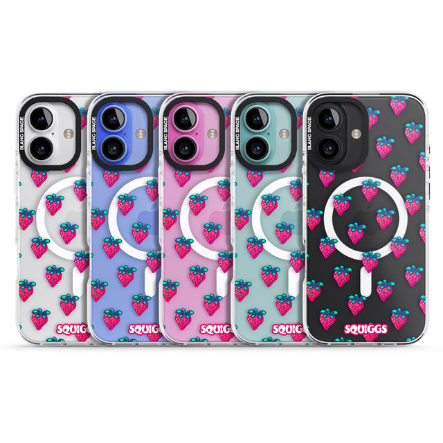 iPhone 16 Pro Max Strawberry Patch Black Impact Phone Case