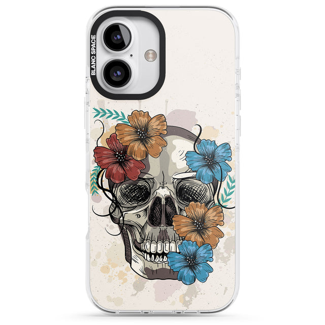 iPhone 16 Pro Max Sugar Skull Floral Black Impact Phone Case