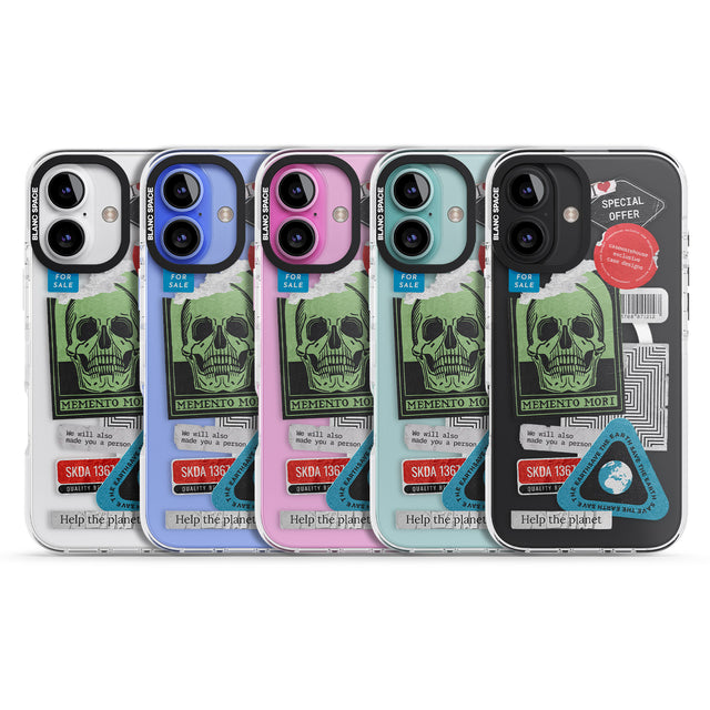 iPhone 16 Pro Max Skull Sticker Mix Black Impact Phone Case