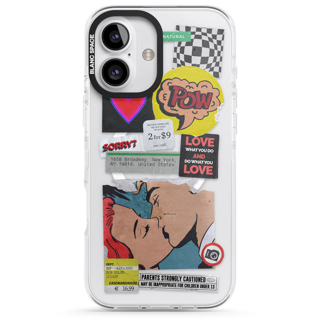 iPhone 16 Pro Max Retro Sticker Mix Black Impact Phone Case