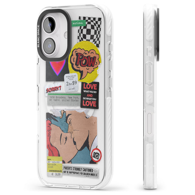 iPhone 16 Pro Max Retro Sticker Mix Black Impact Phone Case