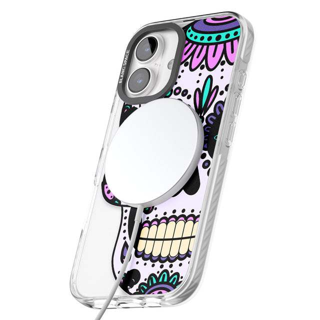 iPhone 16 Pro Max Violet Sugar Skull Black Impact Phone Case