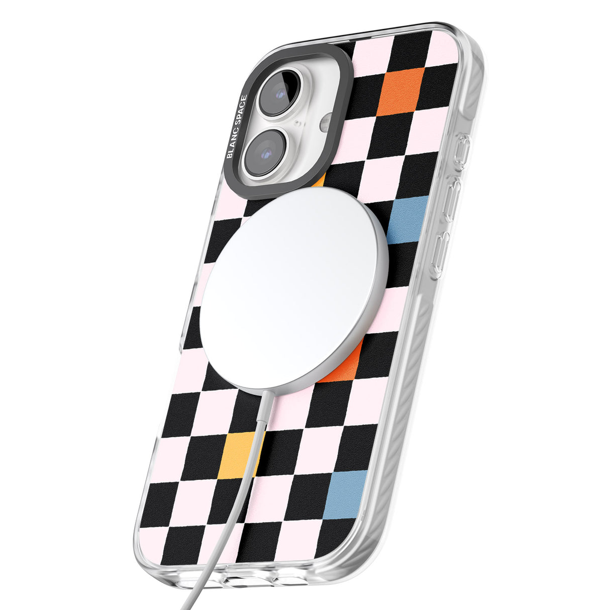 iPhone 16 Pro Max Vibrant Retro Checkered Black Impact Phone Case + Magsafe