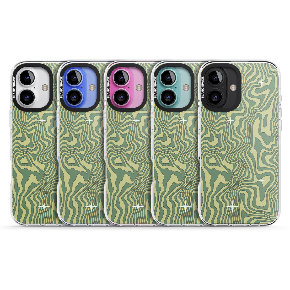 iPhone 16 Pro Max Green Abstract Wave Black Impact Phone Case + Magsafe