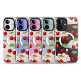 iPhone 16 Pro Max Vintage Cherries & Clouds Black Impact Phone Case + Magsafe